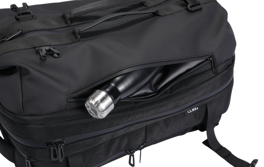 waterproof front pocket for umbrella and water bottle
