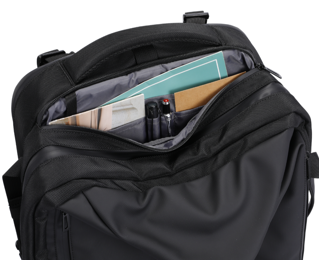 easy access compartment for passport, key, pen