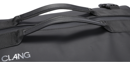 Black bag with 'CLANG' branding on a white background